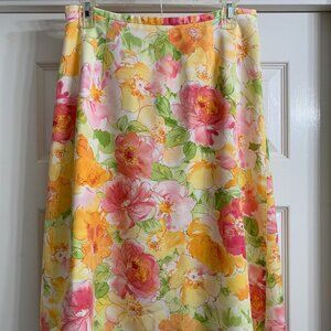 Talbots Brand Women's Pastel Color Floral Skirt, Size 8